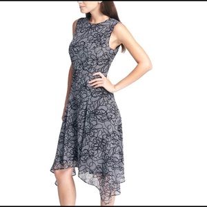 DKNY Abstract Floral Handkerchief Hem Dress